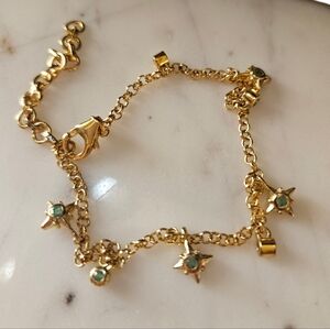Emerald Moon and Star Charm Bracelet